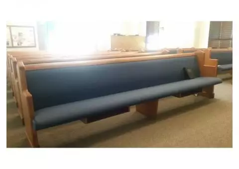 FREE PADDED (BLUE) CHURCH PEWS 10 1/2' ft. Great Condition